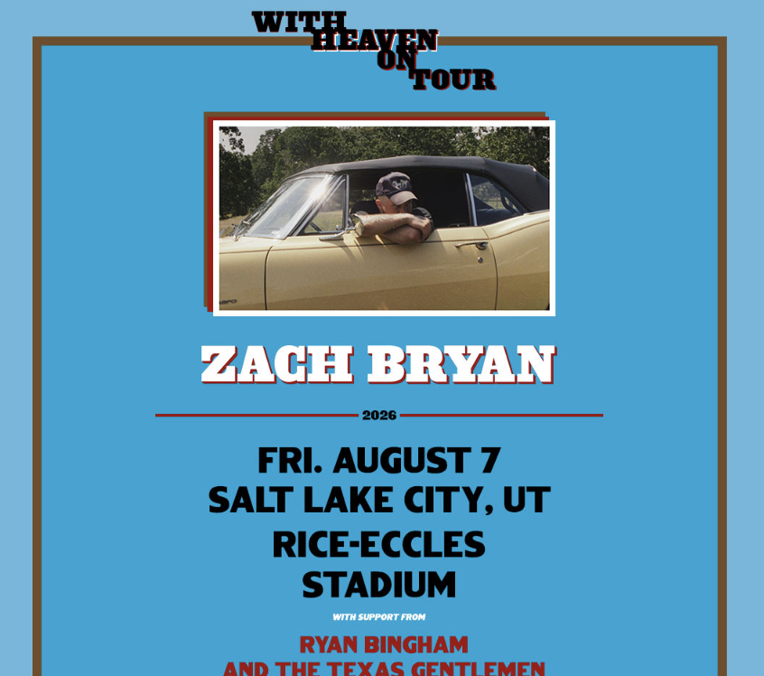 3 Zach Bryan Tickets | Aug. 7 - Rice Eccles Stadium