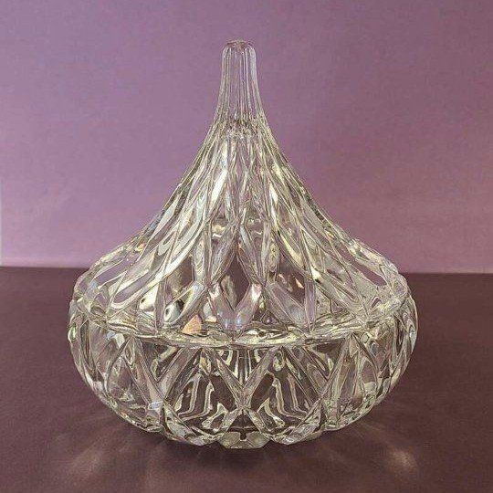 Vintage Clear Cut Glass Candy Dish with Lid