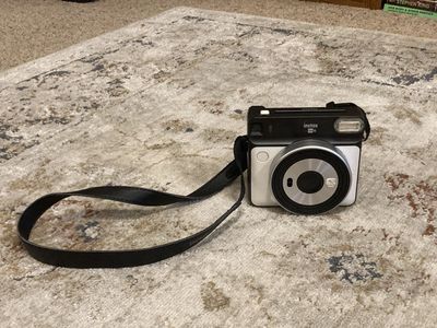 Fujifilm Instax SQ6 Instant Camera - Black/Silver, Square Film, with Strap