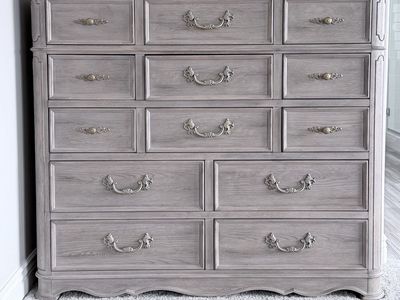 Large Grey Wood Dresser w/ 13 Drawers – Farmhouse / French Style