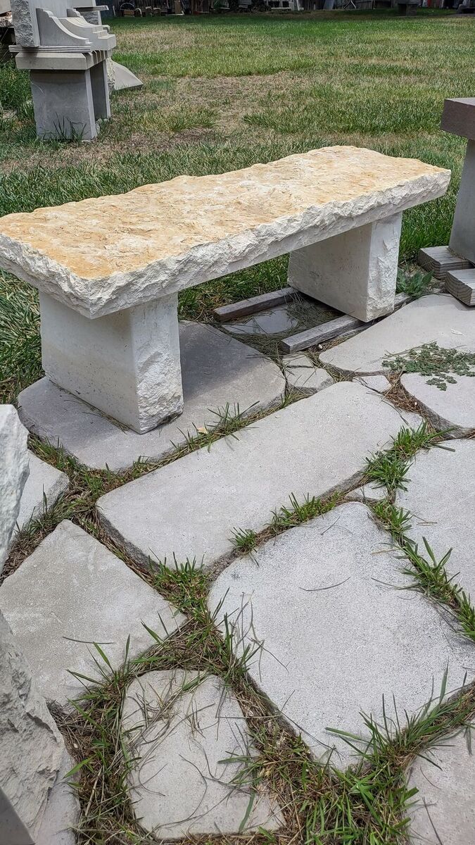 White limestone bench
