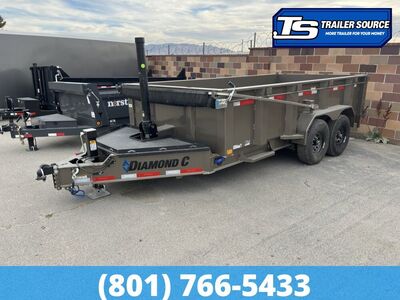 7x14 Diamond C LPT 207 Dump Trailer - 32" Sides - 15.5K GVWR - 14 Ply Tires, Long Arm Tarp
