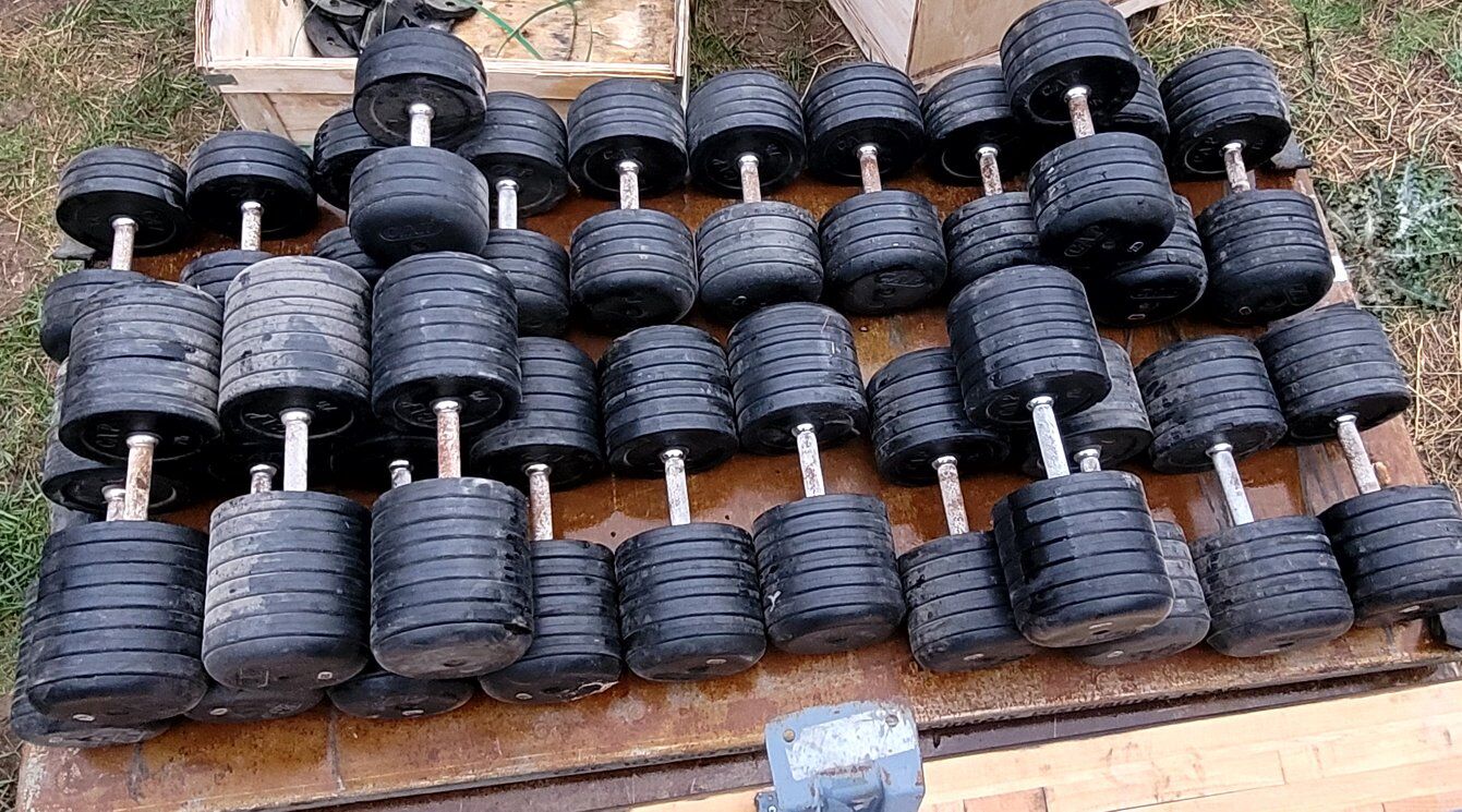 dumbells up to 120 lbs.