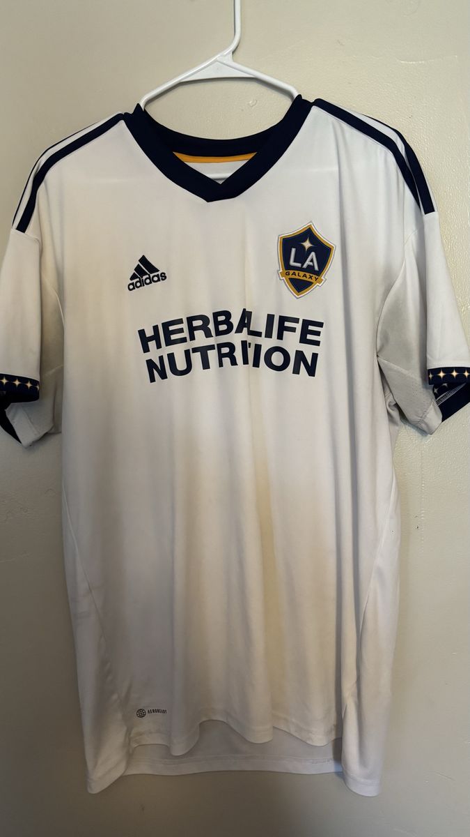 Adidas LA Galaxy MLS Soccer Jersey White XL Herbalife Nutrition