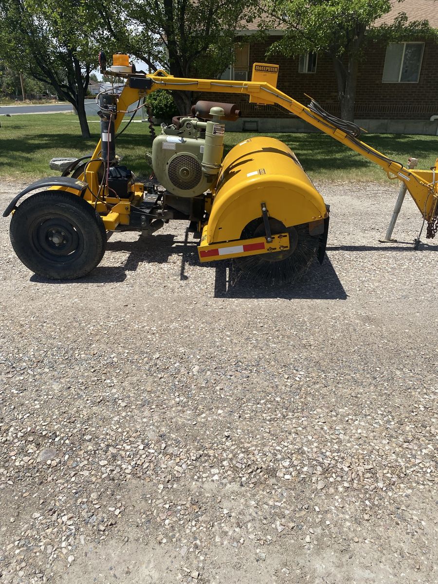 Sweepster 72" Tow-Behind Power Sweeper / Broom with Engine - Yellow