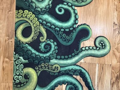 Large Green Octopus Tentacles bath mat
