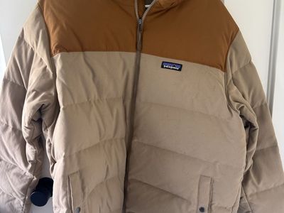 Patagonia Bivy Down Puffer Jacket Men's Large Brown & Khaki Full Zip