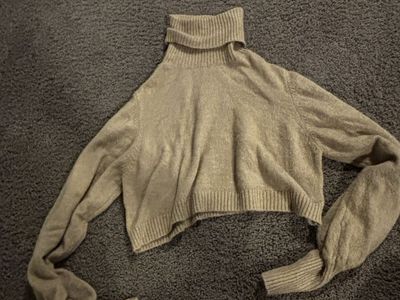 Princess Polly Women's Tan Knit Cropped Turtleneck Sweater - US Size 4
