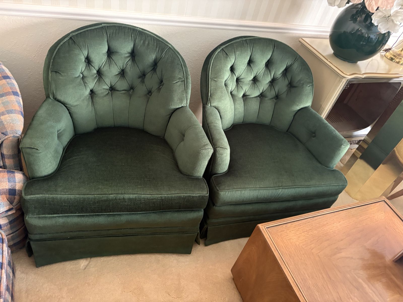 Vintage Vanguard Furniture Swivel Rocker Chairs – Pair – Emerald Green $800/pair in Provo