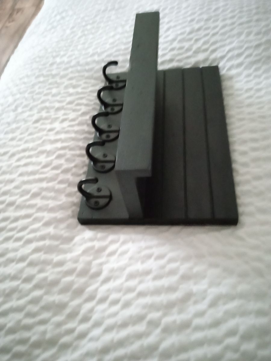 Wall mount wood shelf and key rack black