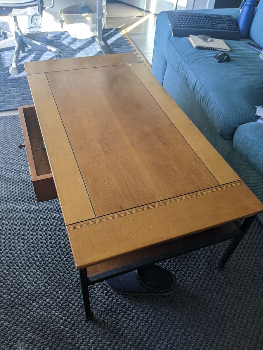 Coffee Table with Drawer and Side Compartments