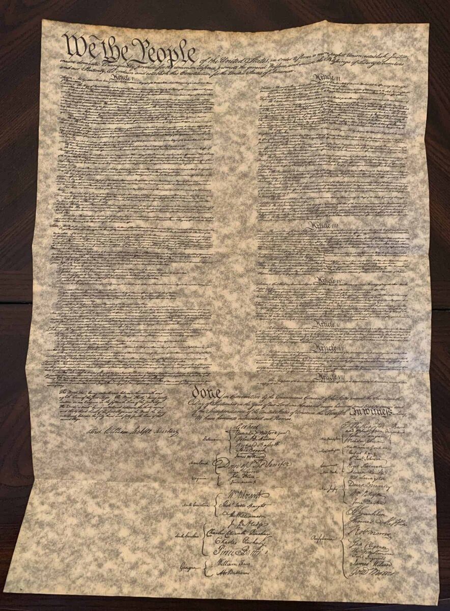U.S. Constitution Reproduction Antiqued Parchment