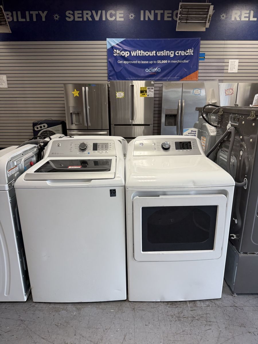 GE Top Load Washer & Electric Dryer Set - White, Excellent Condition