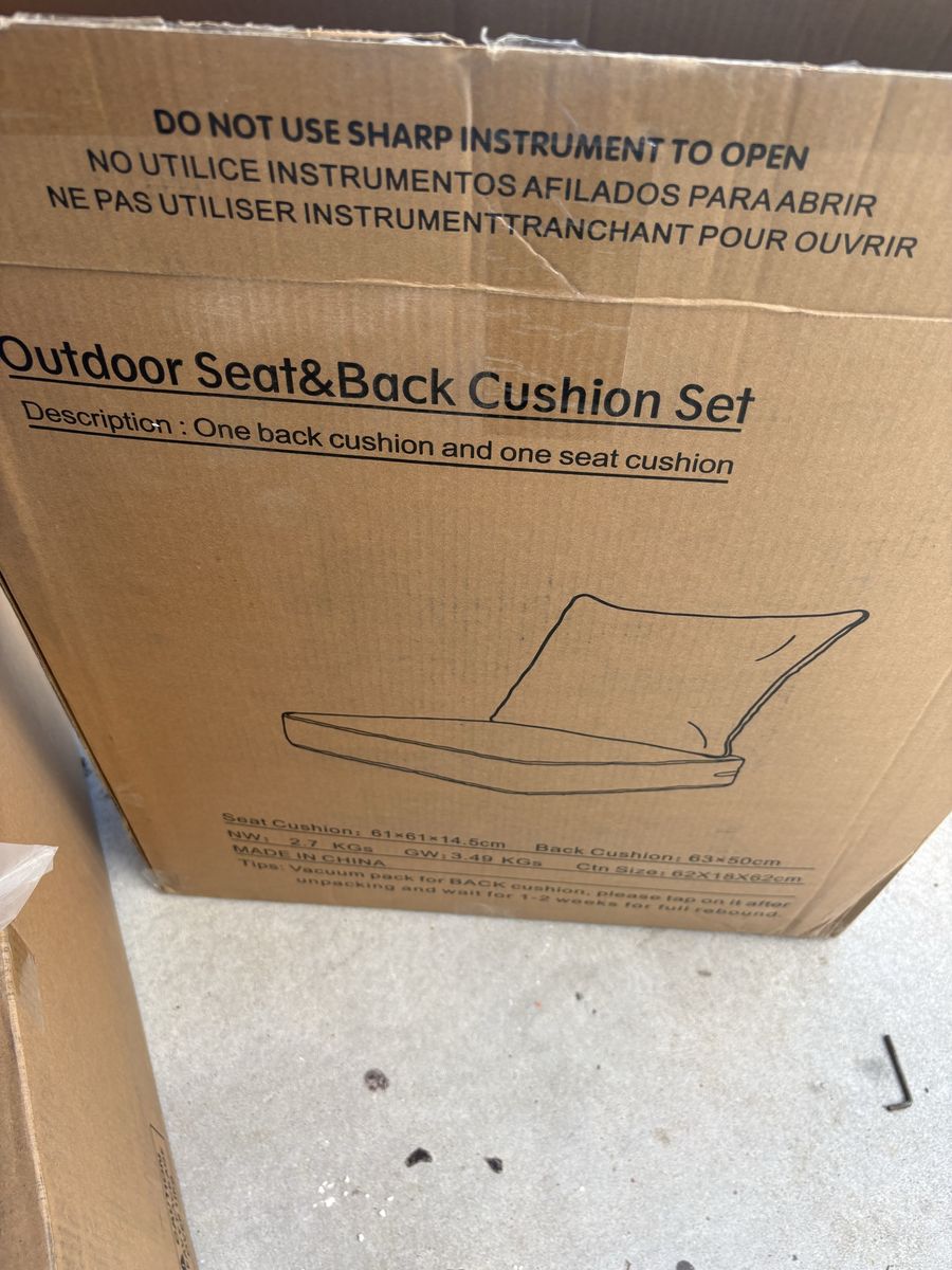 Outdoor Seat & Back Cushion Set - Blue, New in Box