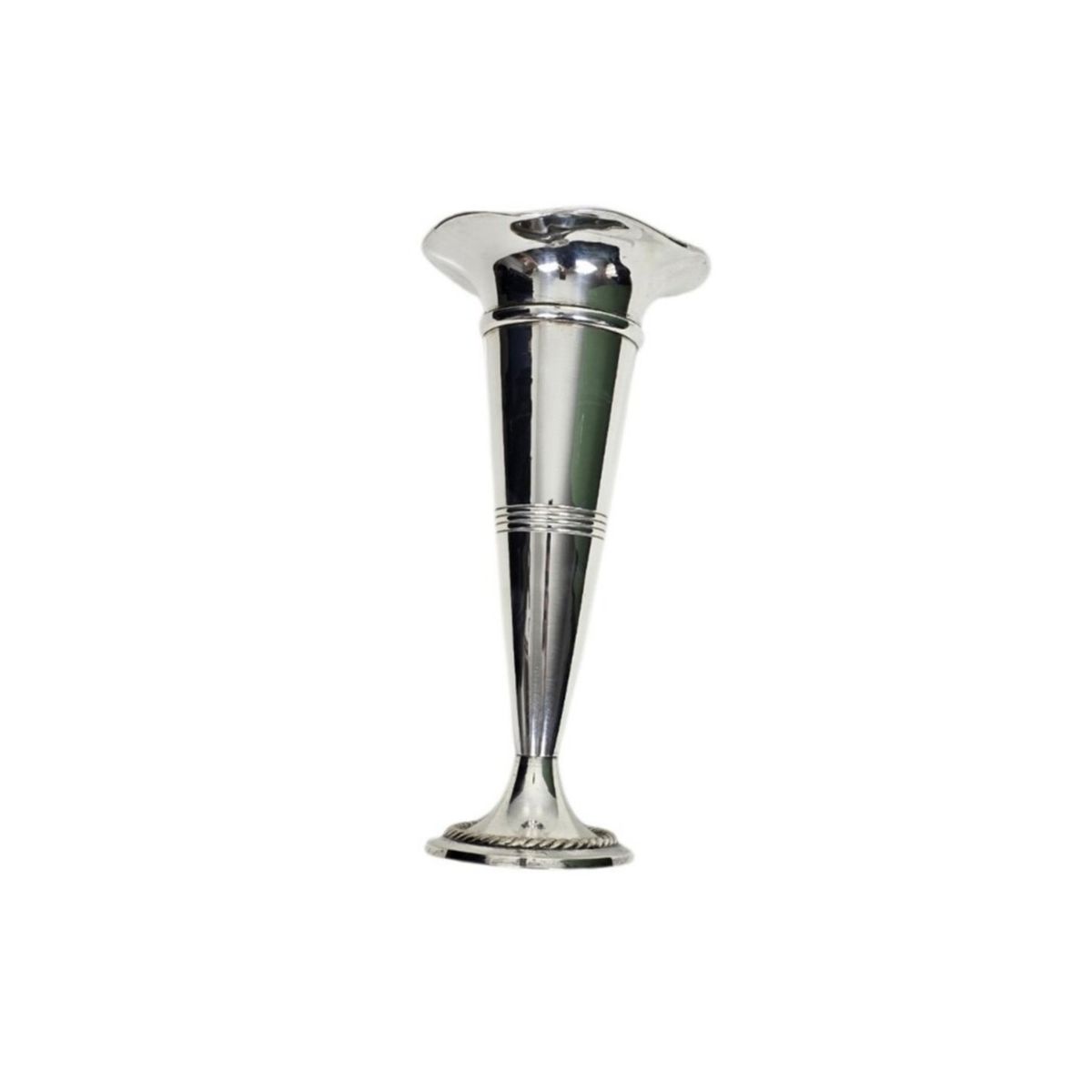 Vintage Department 56 Silverplate Bud Vase Fluted Rim Trumpet Vase 11.5 Inch
