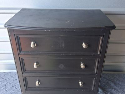 Black 3-Drawer Small Dresser Nightstand Accent Cabinet