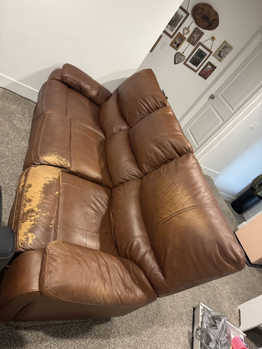 Brown Leather Power Reclining Sofa