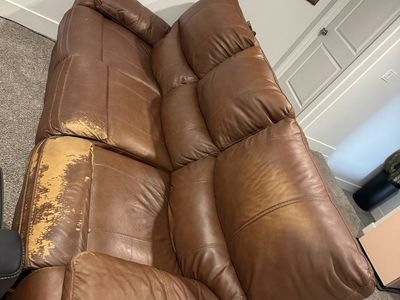 Brown Leather Power Reclining Sofa
