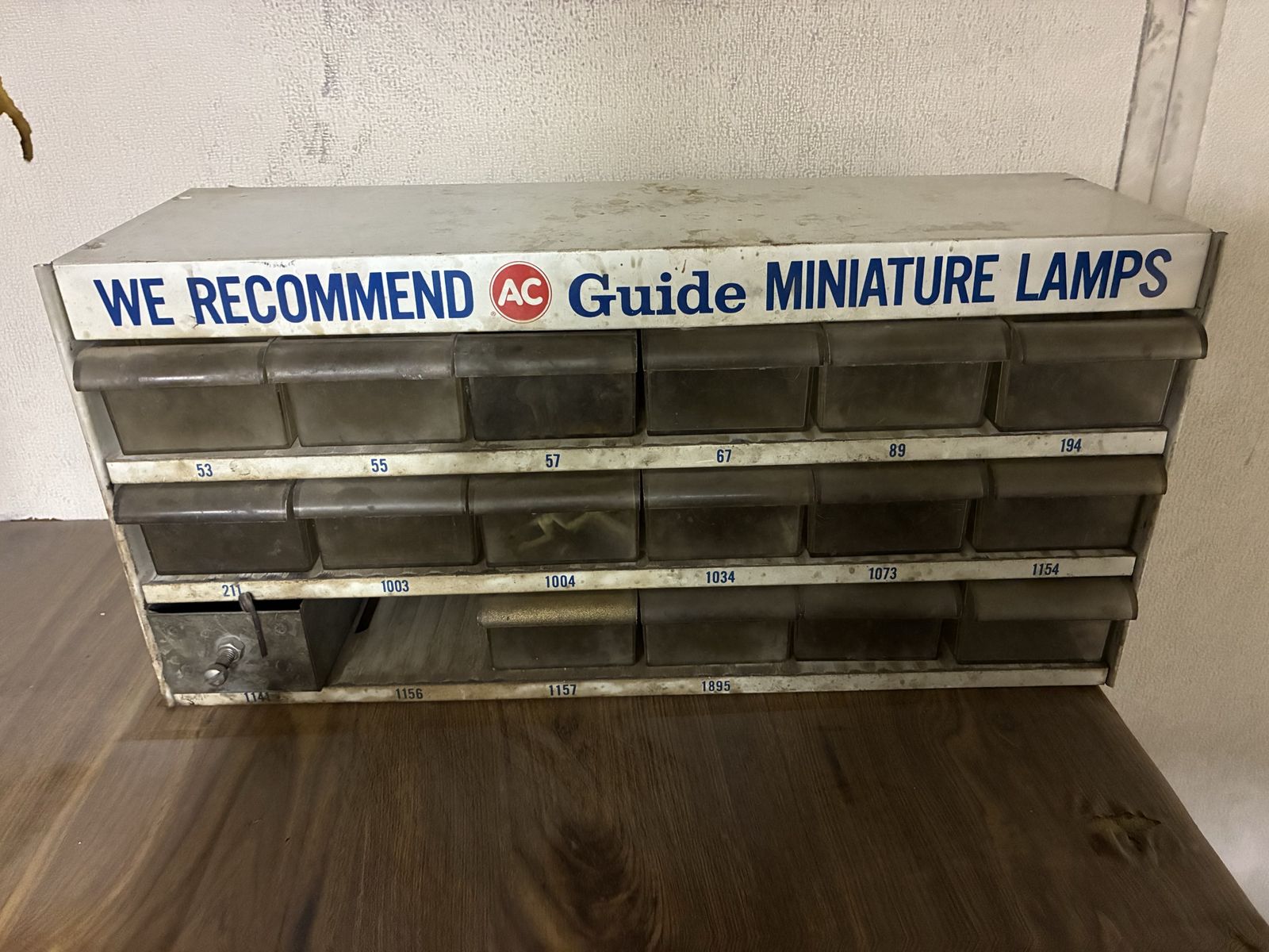 Vintage AC Guide Miniature Lamp 18 drawer metal storage Cabinet Man Cave #2