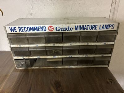 Vintage AC Guide Miniature Lamp 18 drawer metal storage Cabinet Man Cave #2