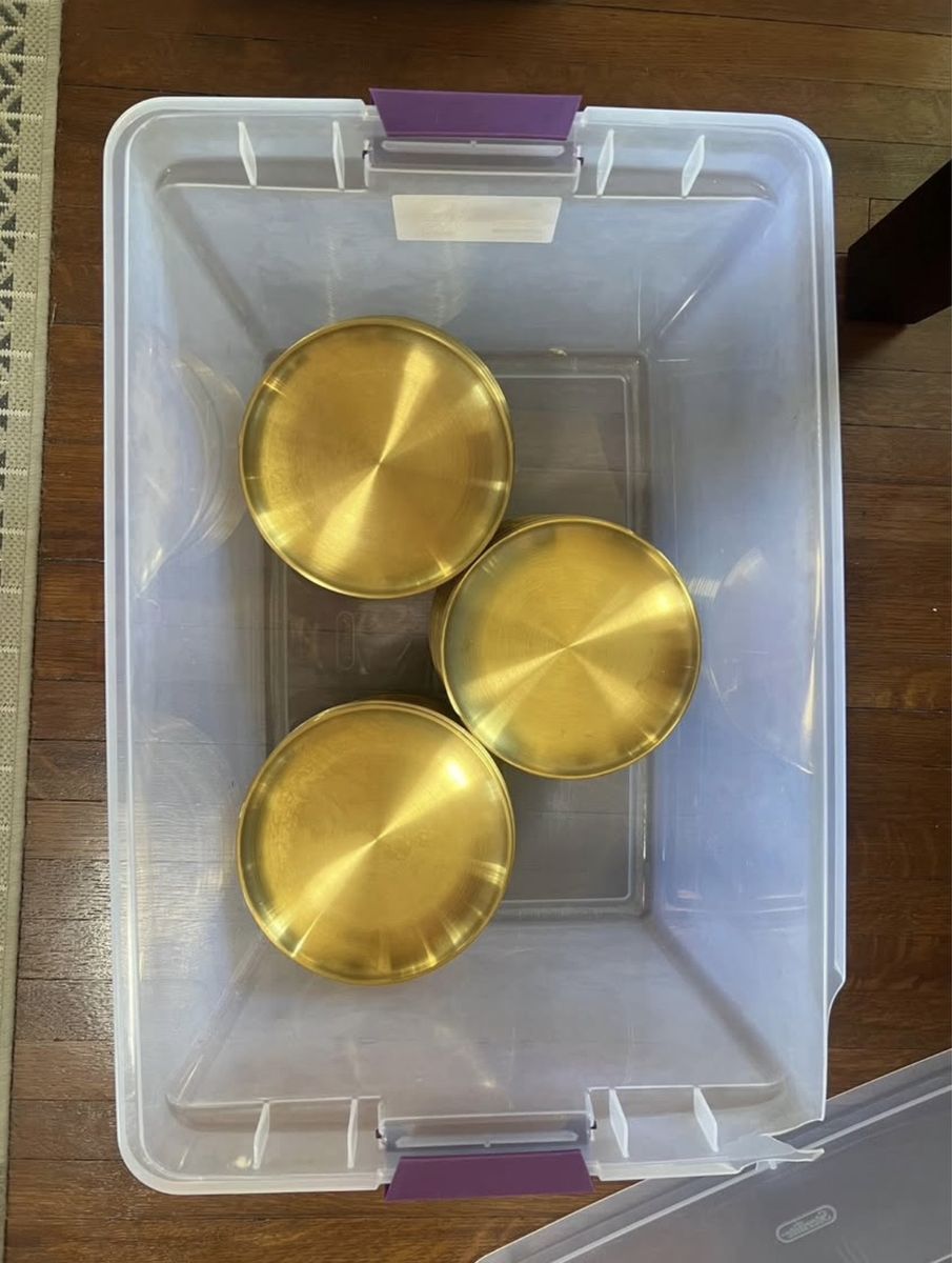 Gold plates, 8” stainless steel (160 ct)