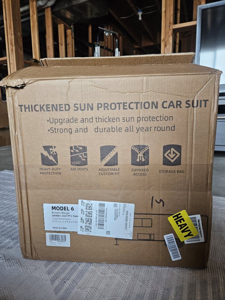 Model 6 Thickened Sun Protection Car Cover - Heavy-Duty, Vented, Adjustable Fit, Zipper Access