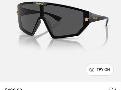 Versace VE4461 Shield Sunglasses in Black with Gold Medusa Accent, Original Case & Box