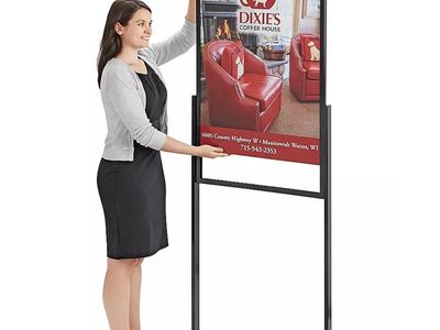 Floor Standing Sign Holder - Single Tier, 24 x 36", Black ASSEMBLED