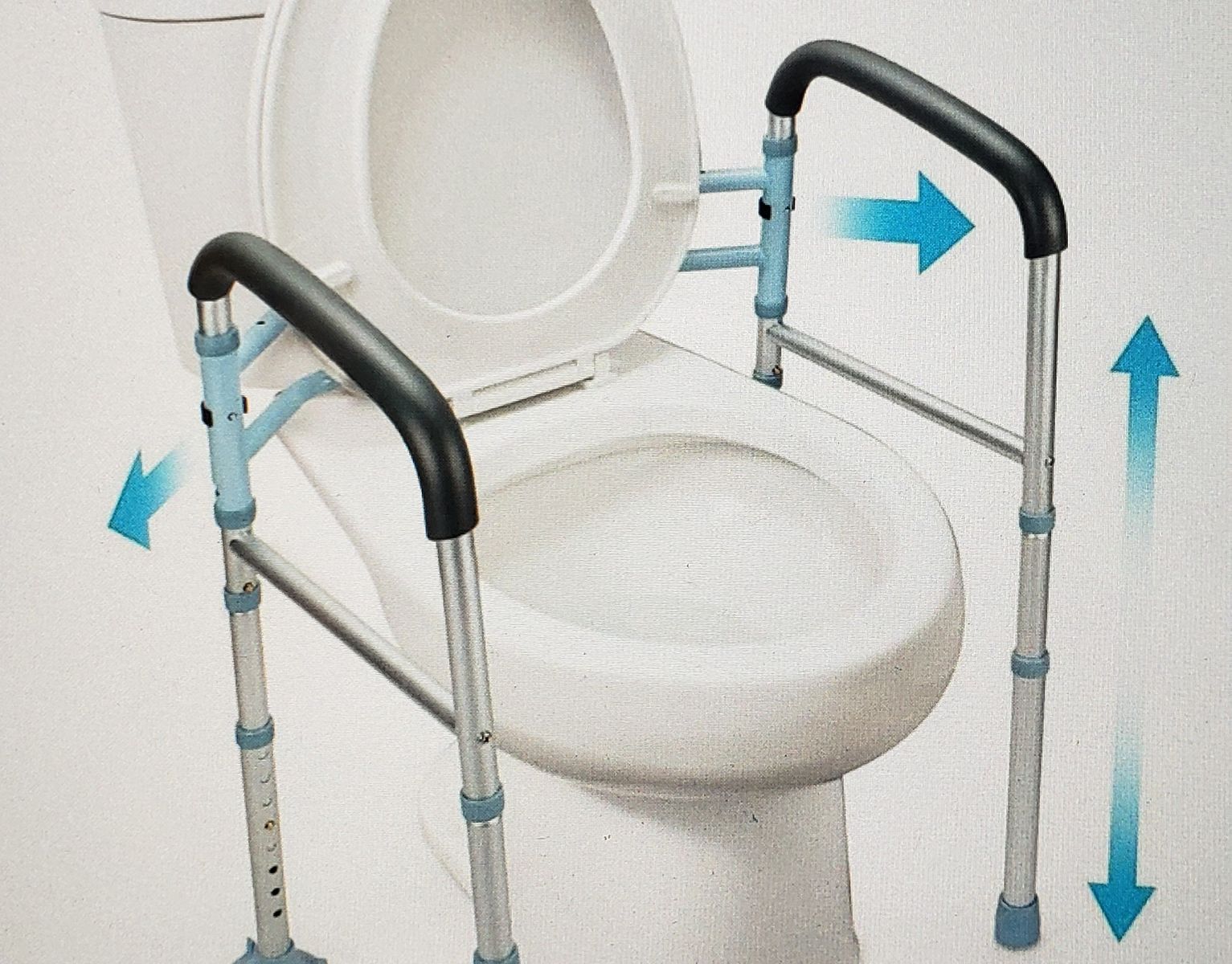 Adjustable and Foldable Toilet Safety Rail Frame for Elderly, Seniors, Handicap and Disabled - 300 lbs Capacity
