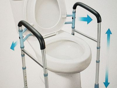 Adjustable and Foldable Toilet Safety Rail Frame for Elderly, Seniors, Handicap and Disabled - 300 lbs Capacity