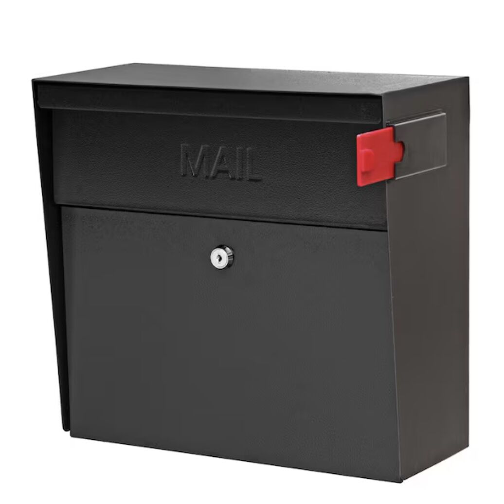 Mail Boss Metro Locking Wall-Mount Mailbox with High Security Reinforced Patented Locking System, Black