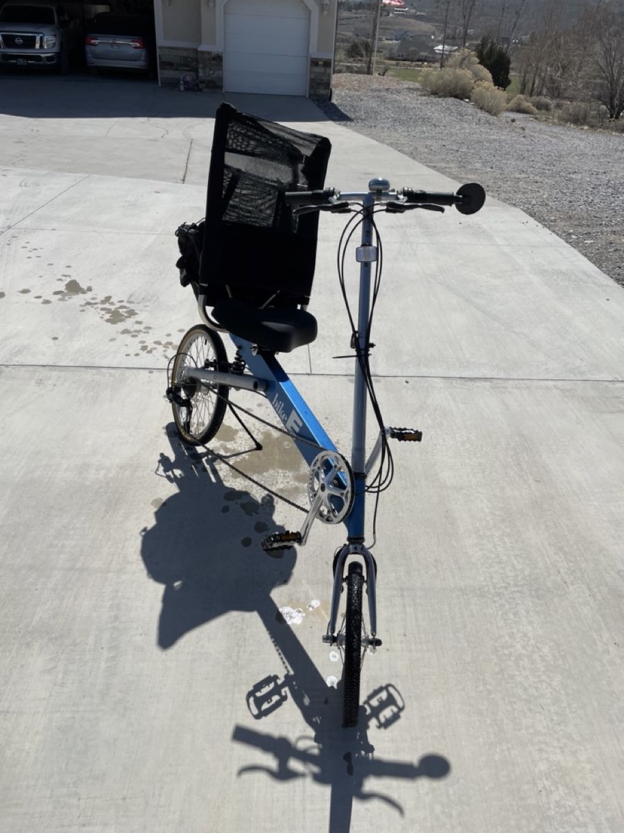 Bike E Model AT Recumbent Bicycle with rack and cargo bag