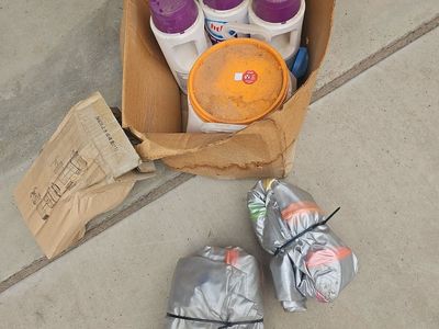 Misc leftover hth Pool Chemicals - Chlorinating Tablets and pH Plus and 2 floaties