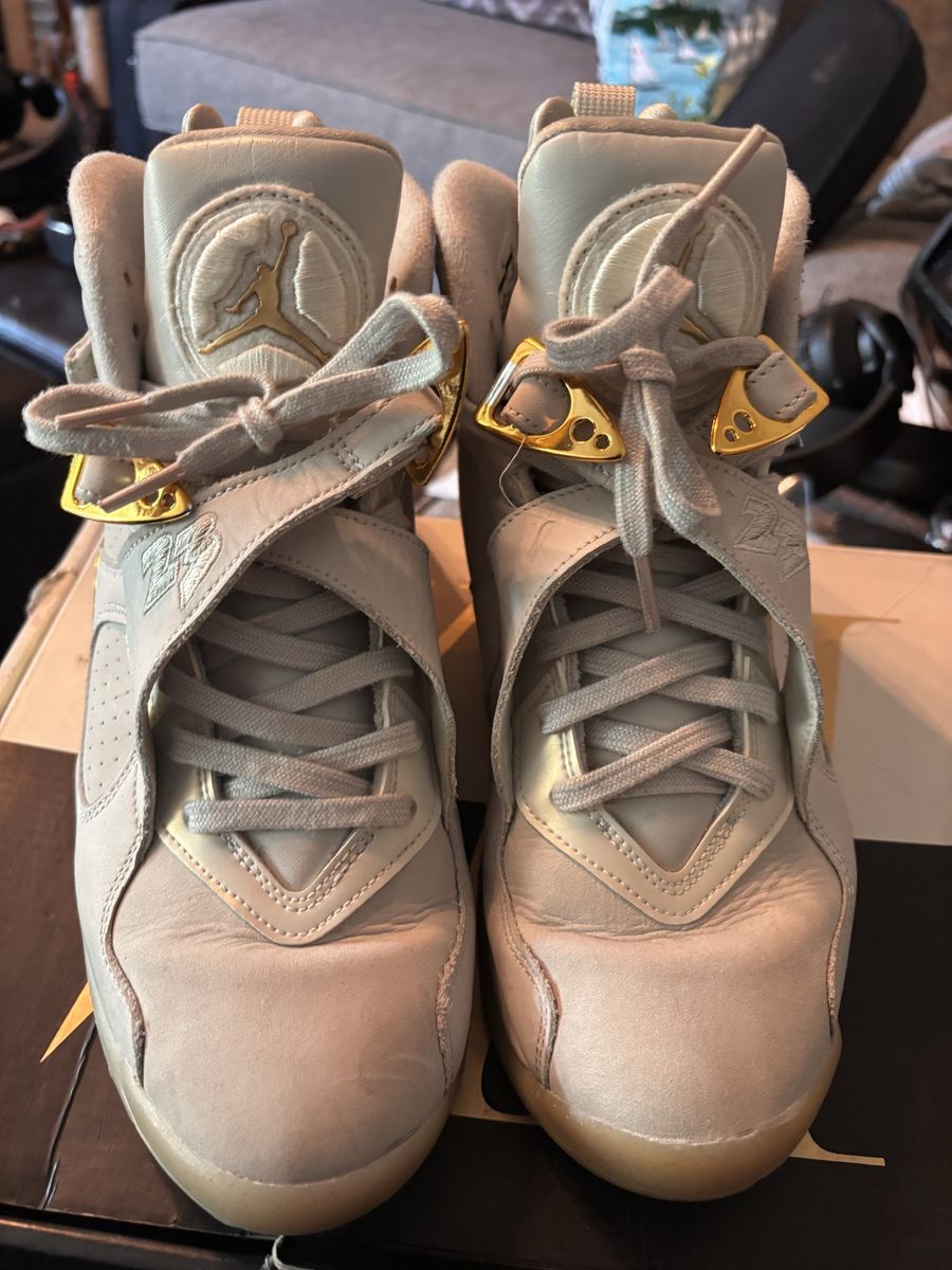 Air Jordan 8 Retro c&c White/Gold Sneakers - Men's Size 8 (Style 832821-030)