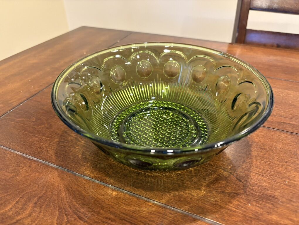 Vintage Bartlett Collins Green Glass Bowl