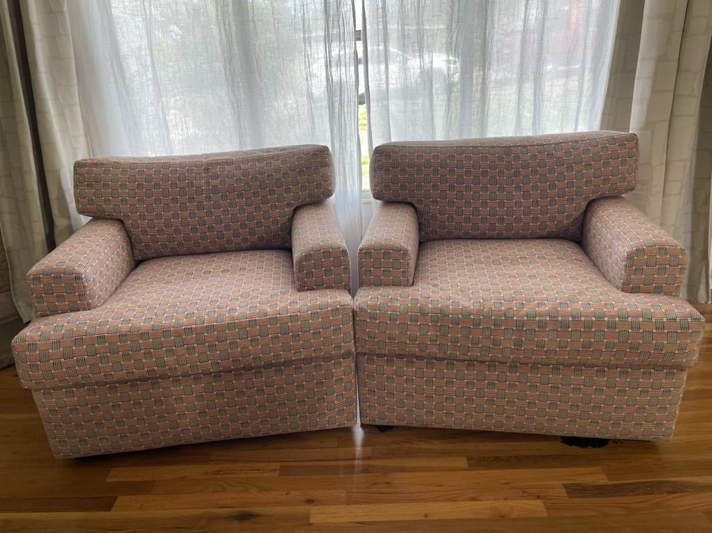 Anthropologie Style Geometric Lounge Chairs