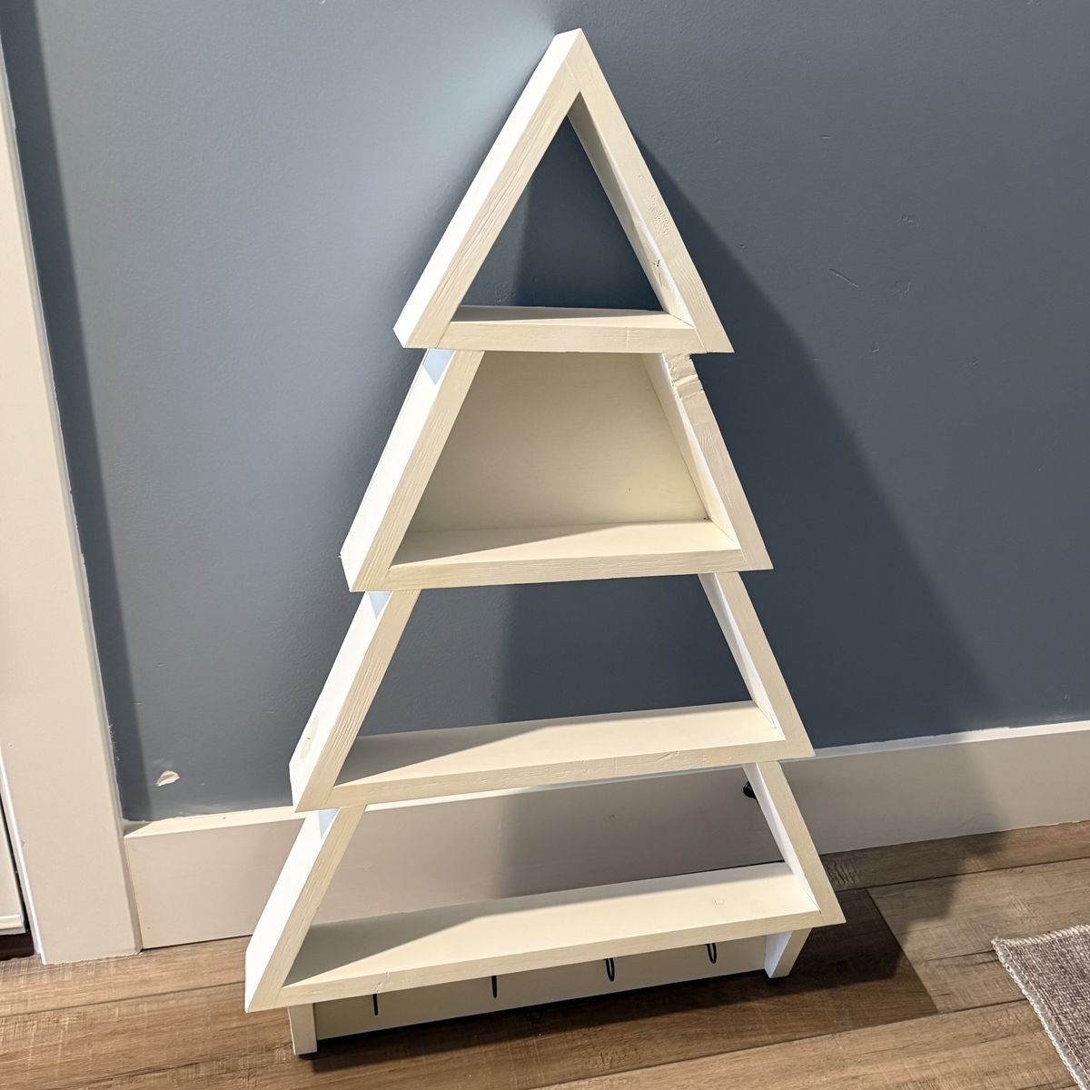 Handmade 4-Tier Wooden Christmas Tree Display Shelf