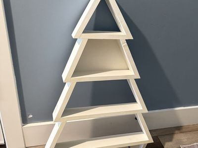 Handmade 4-Tier Wooden Christmas Tree Display Shelf