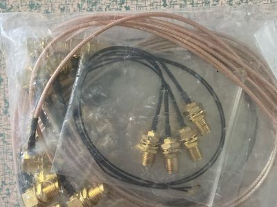 SMA to IPEX/U.FL Coaxial RF Pigtail Cables - Gold Plated Connectors, Mixed Lengths (New in Bag)