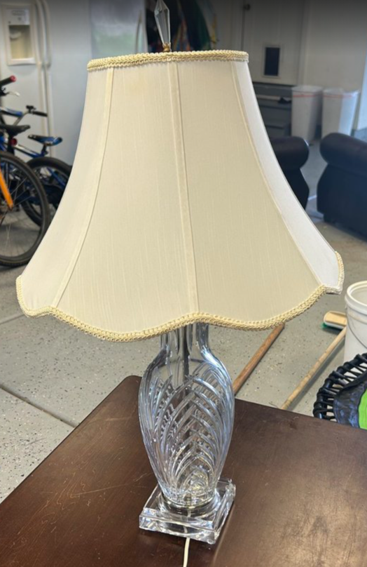 Elegant Crystal Glass Table Lamp with Shade – $95 OBO