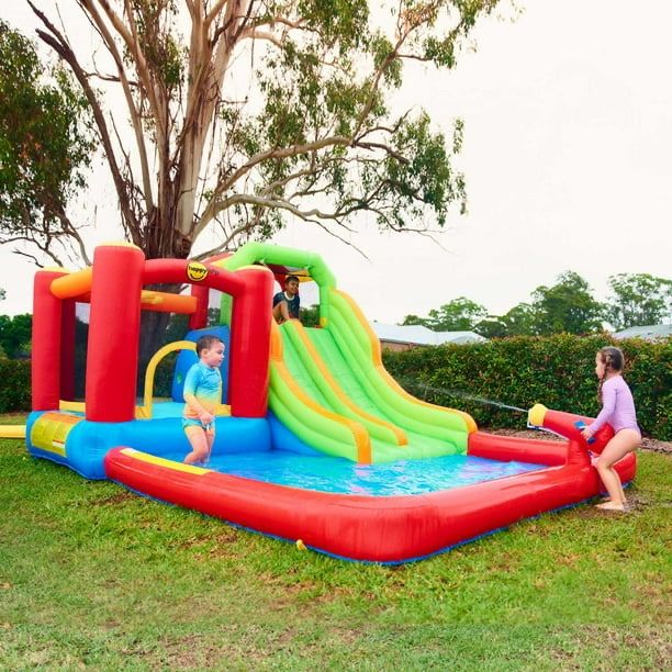Happy Hop Inflatable Double Slide Water Fun Park with Bouncy Castle