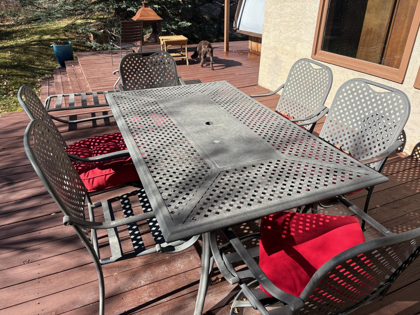 Patio Table (seats 6-8) and Chairs, Wrought Iron