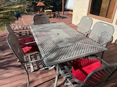 Patio Table (seats 6-8) and Chairs, Wrought Iron