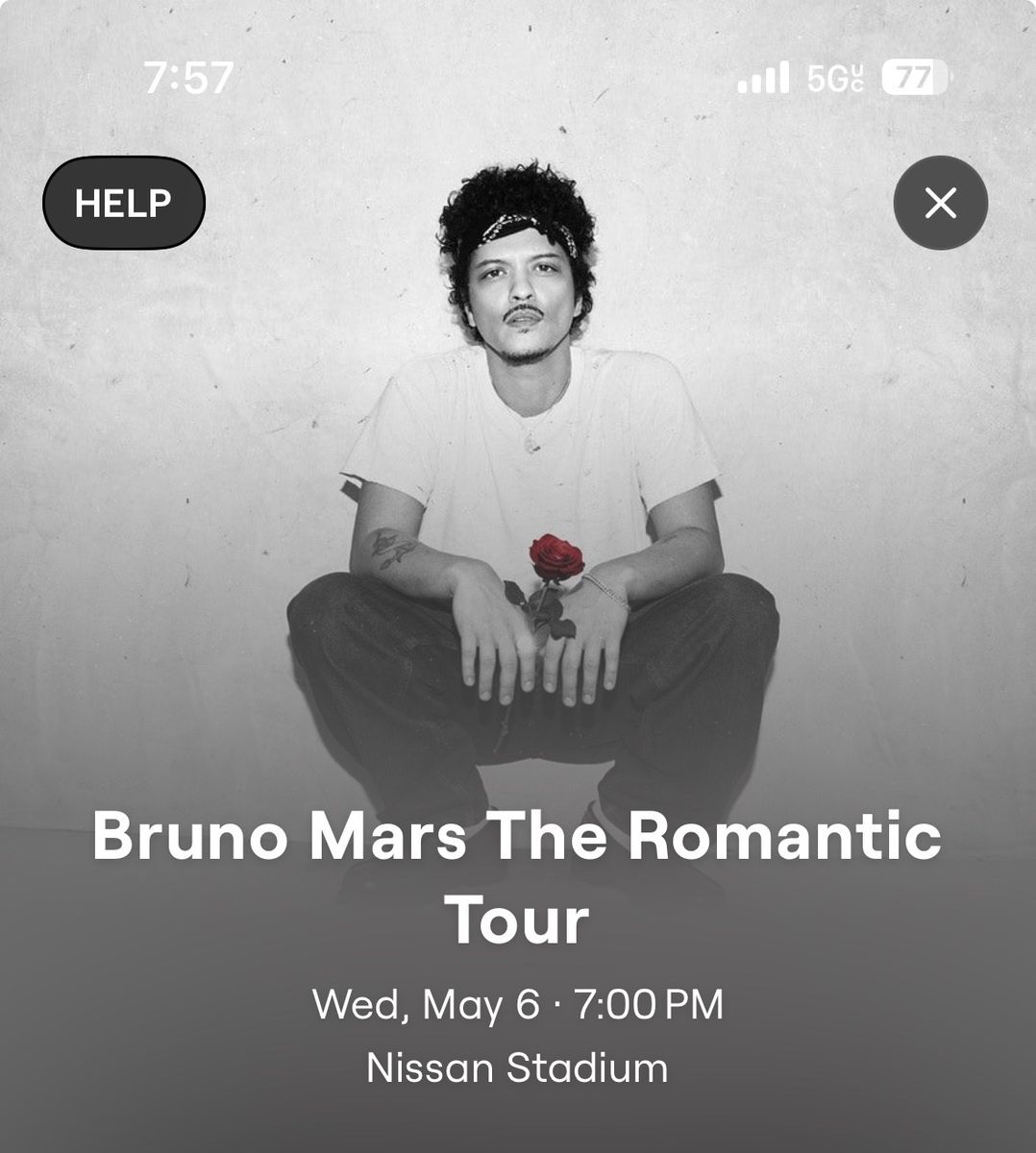 Floor tickets for Bruno mars In nashville