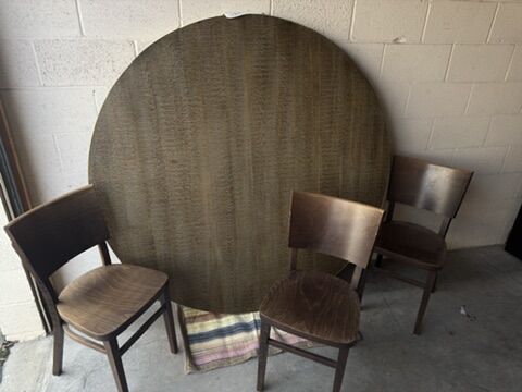Hardwood Table Top with Gold Trim + 3 Chairs