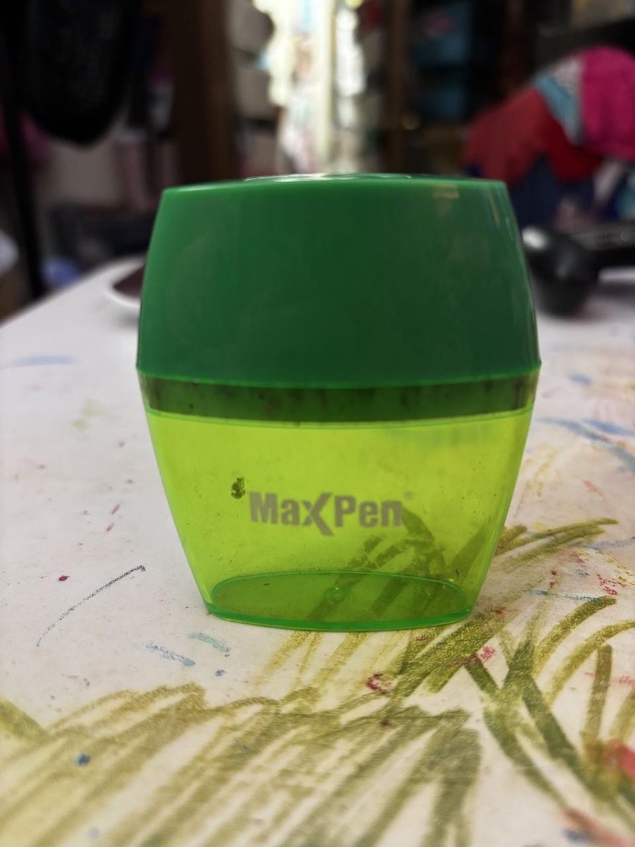 MaxPen Dual-Hole Pencil Sharpener with Shavings Collector - Green & Clear