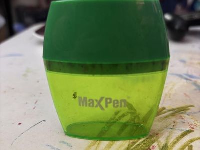 MaxPen Dual-Hole Pencil Sharpener with Shavings Collector - Green & Clear
