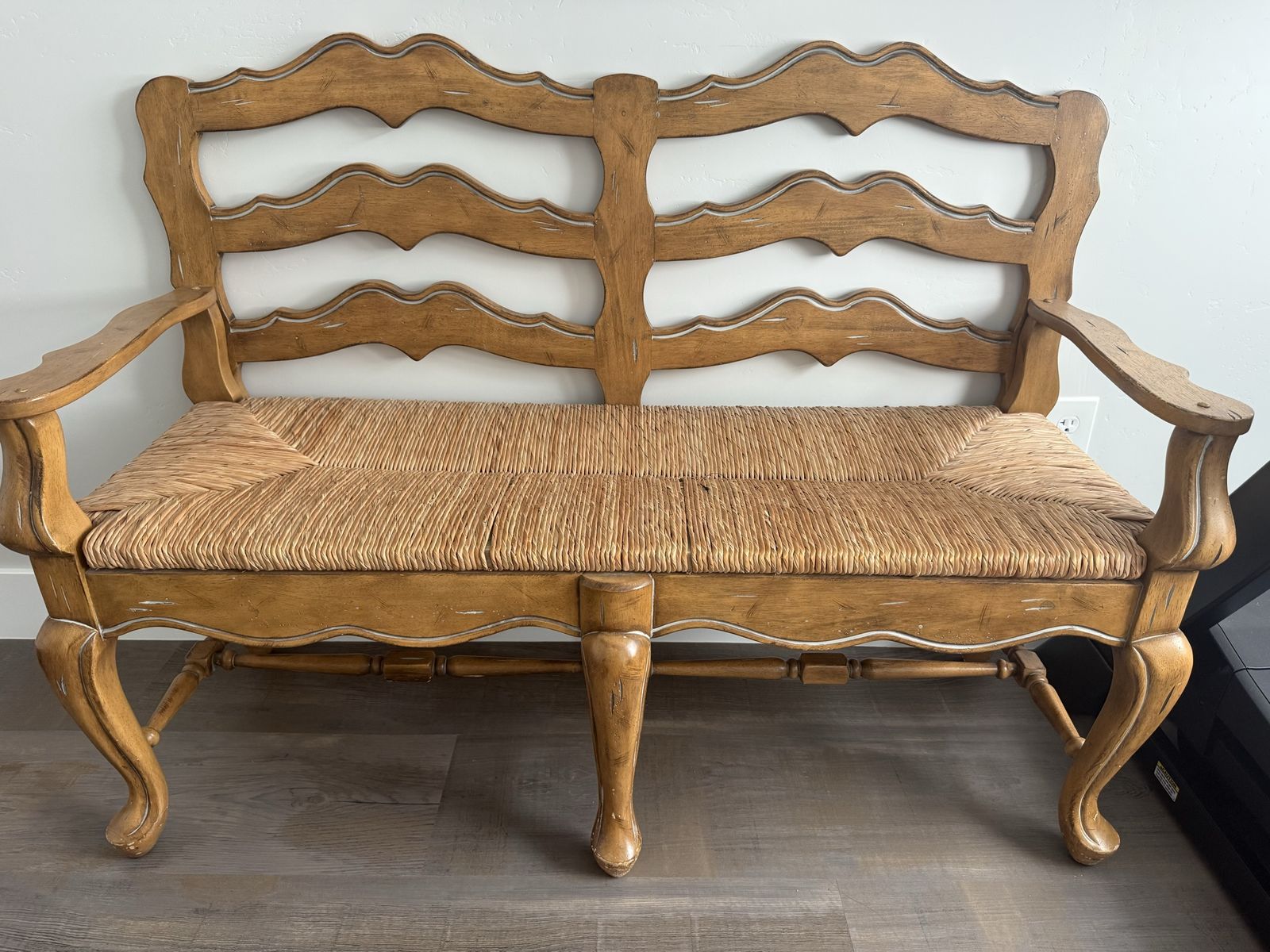 Wood wicker bench