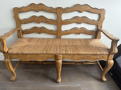 Wood wicker bench
