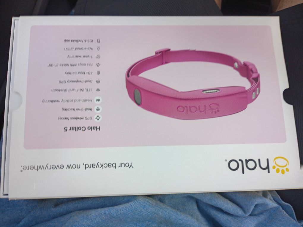 Halo Collar 5 GPS Wireless Fence & Real-time Tracking Pet Collar - Pink new in the box